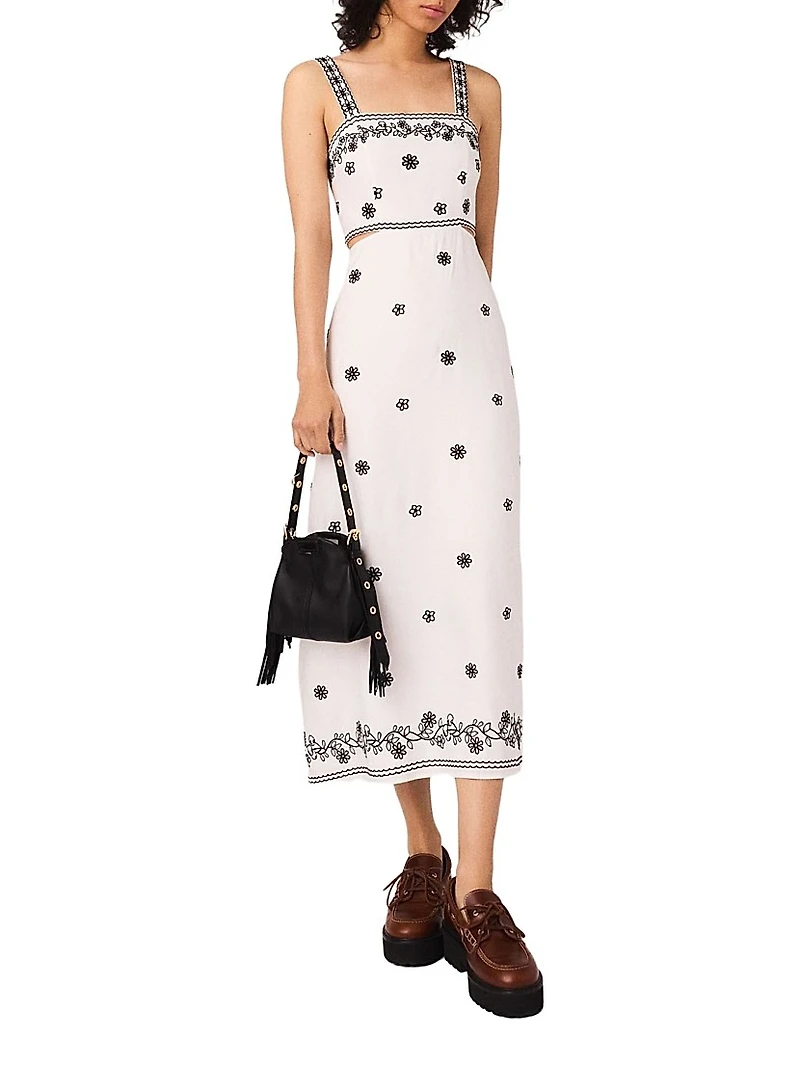 Embroidered Cut Out Maxi Dress