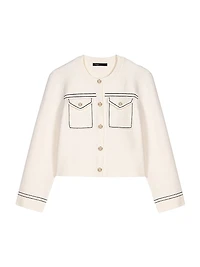 Topstitched Cropped Cardigan