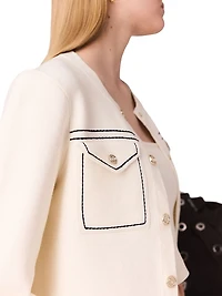 Topstitched Cropped Cardigan