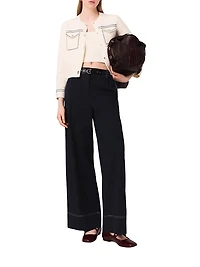 Topstitched Cropped Cardigan