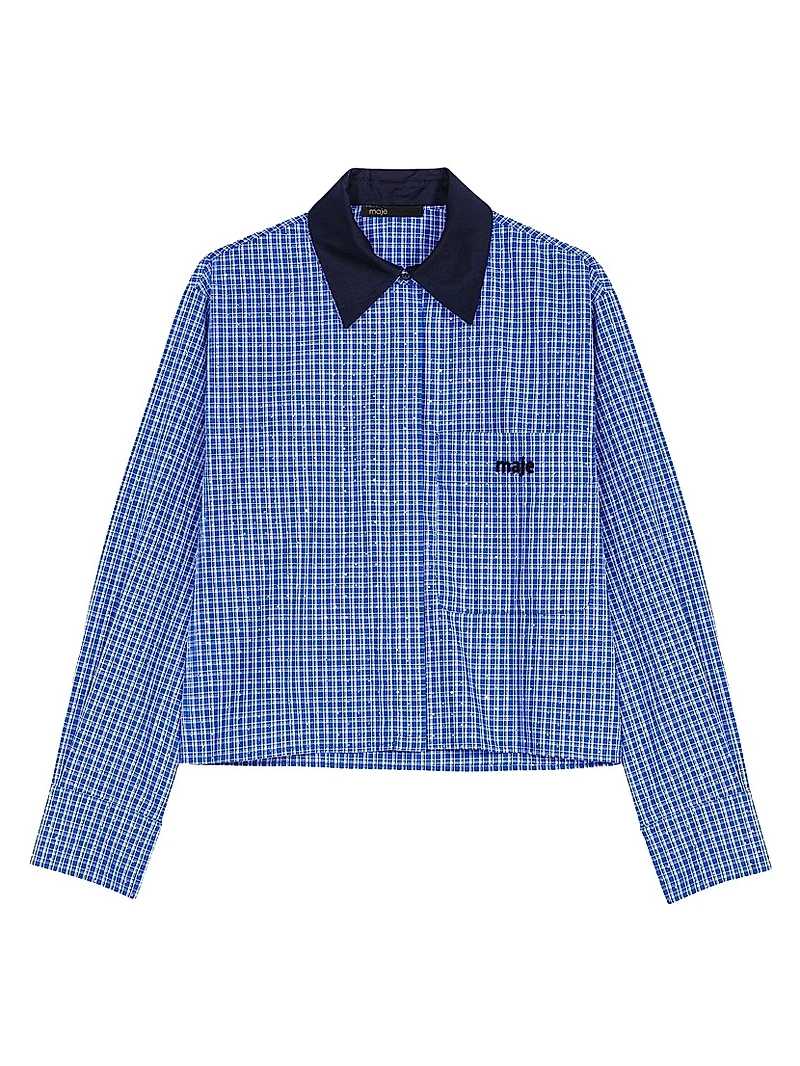Rhinestone Shirt with Removable Col