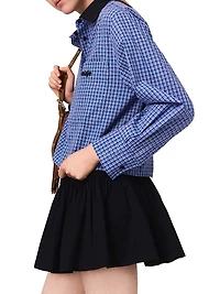 Rhinestone Shirt with Removable Col