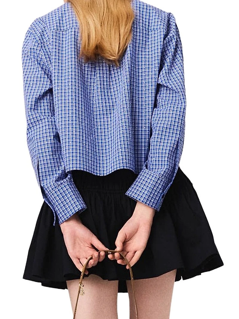 Rhinestone Shirt with Removable Col