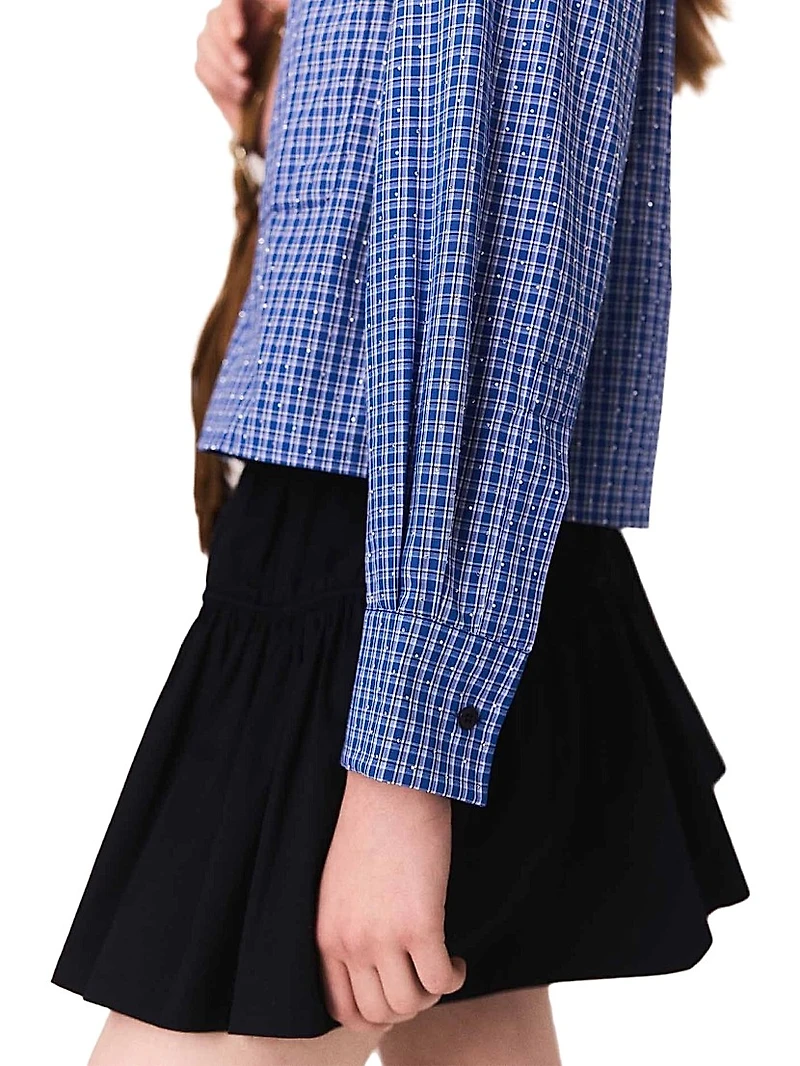 Rhinestone Shirt with Removable Col