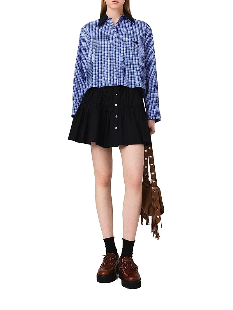 Rhinestone Shirt with Removable Col