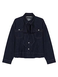Denim shirt with Pussy Bow