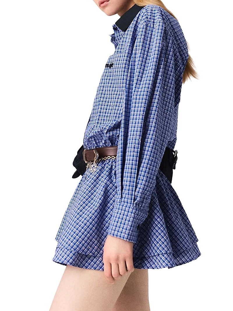 Stretch Cotton Rhinestone Suit Dress