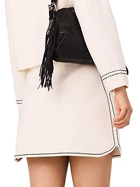 Short Topstitched Knit Skirt