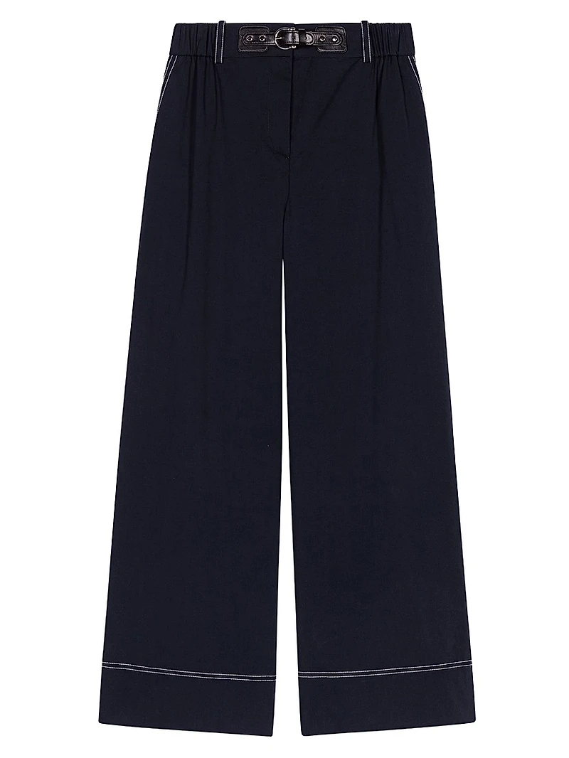 Cotton Trousers with Leather Belt