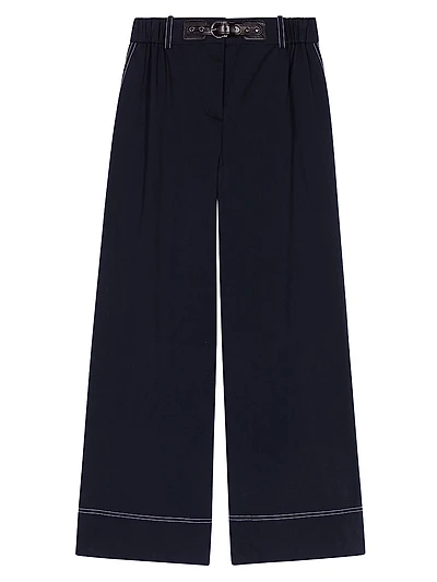 Cotton Trousers with Leather Belt