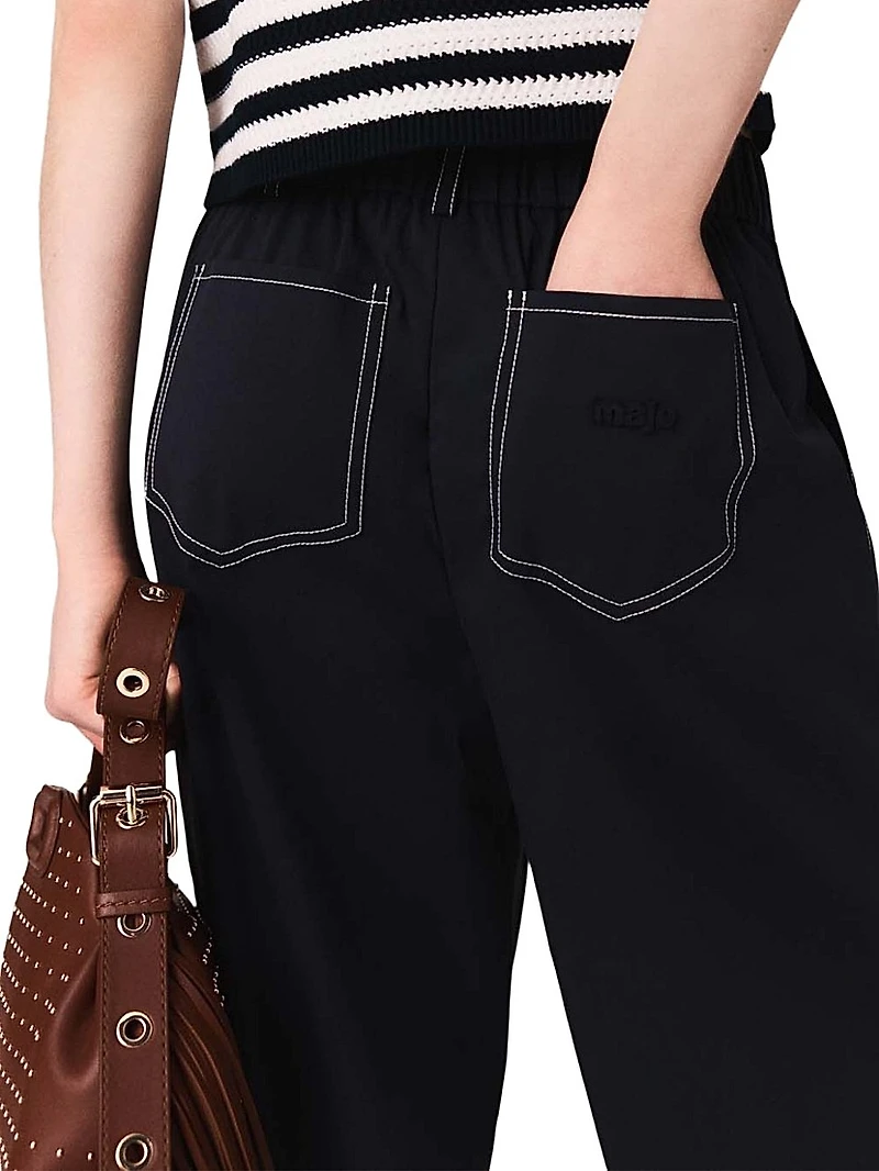 Cotton Trousers with Leather Belt