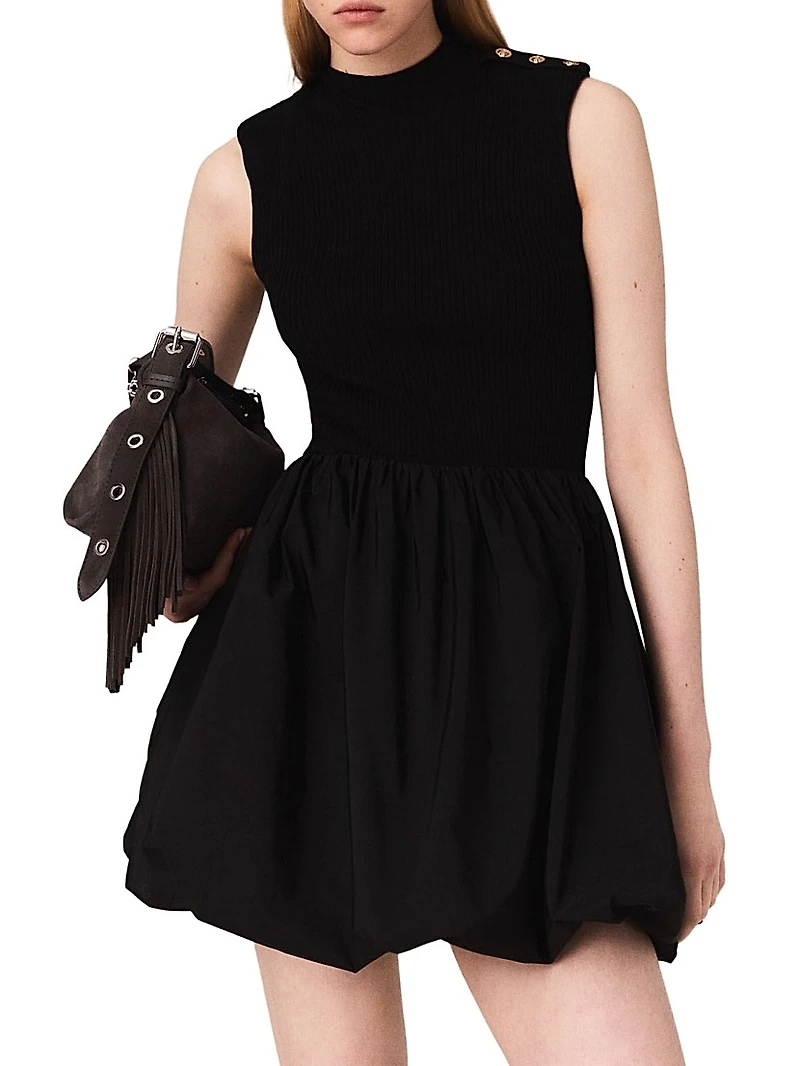 Short Mesh and Taffeta Dress