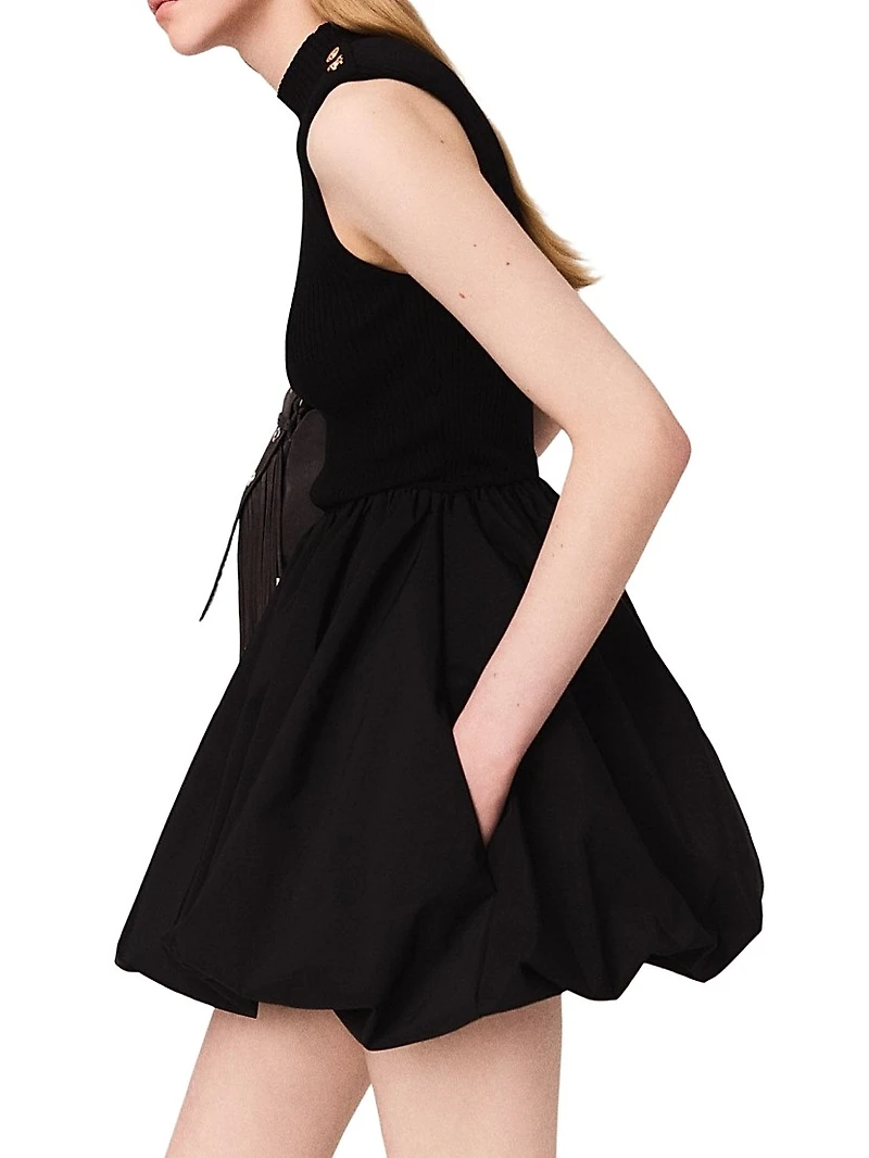 Short Mesh and Taffeta Dress
