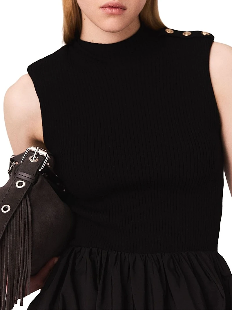 Short Mesh and Taffeta Dress