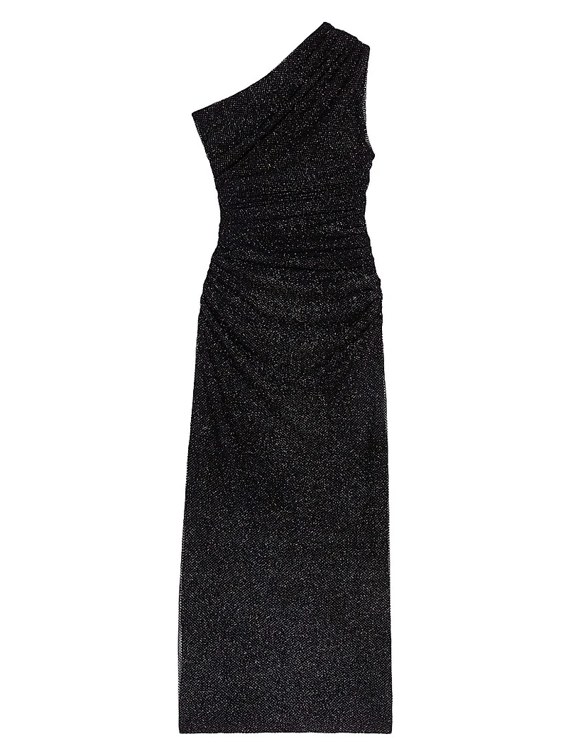 Asymmetric Rhinestone Knit Dress
