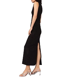 Asymmetric Rhinestone Knit Dress