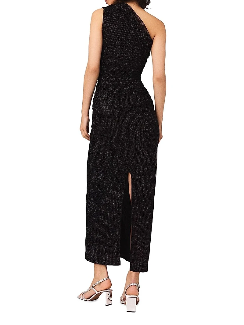 Asymmetric Rhinestone Knit Dress