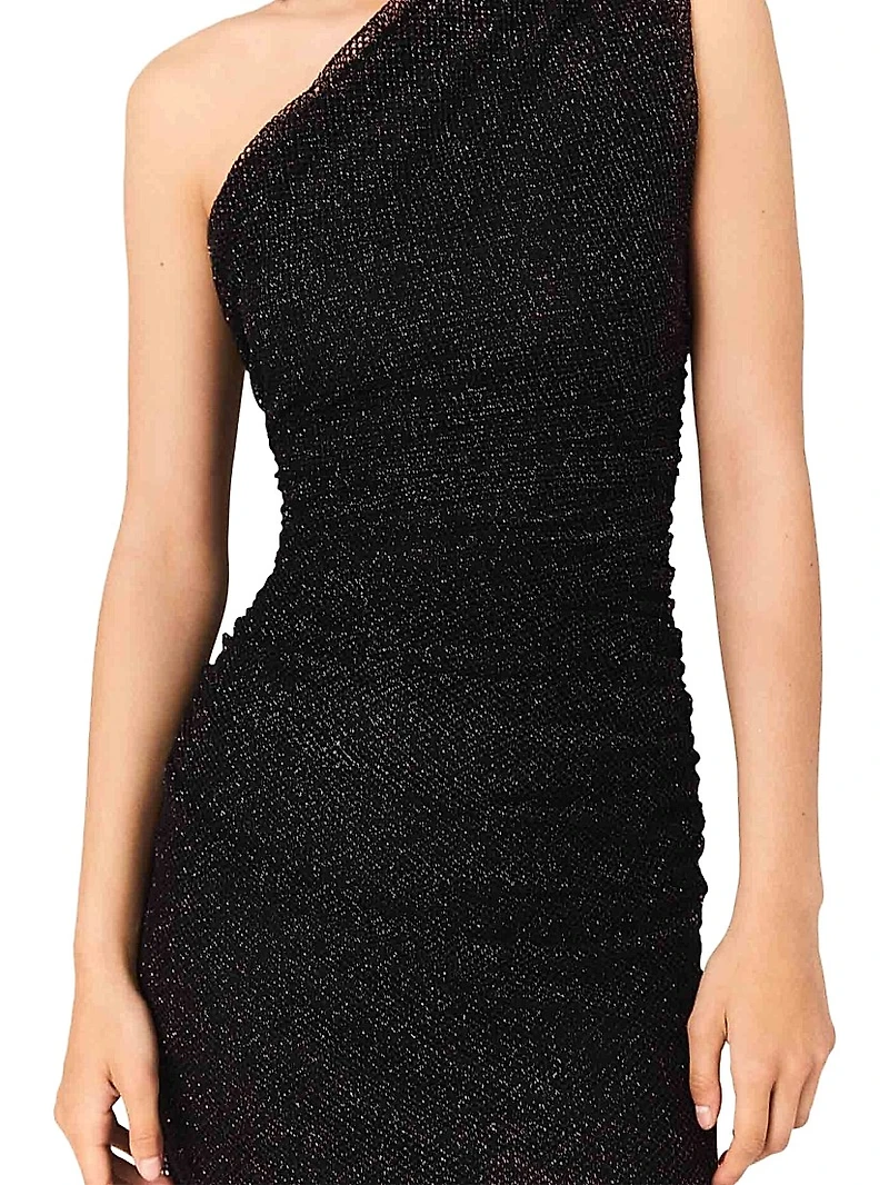 Asymmetric Rhinestone Knit Dress