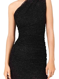 Asymmetric Rhinestone Knit Dress