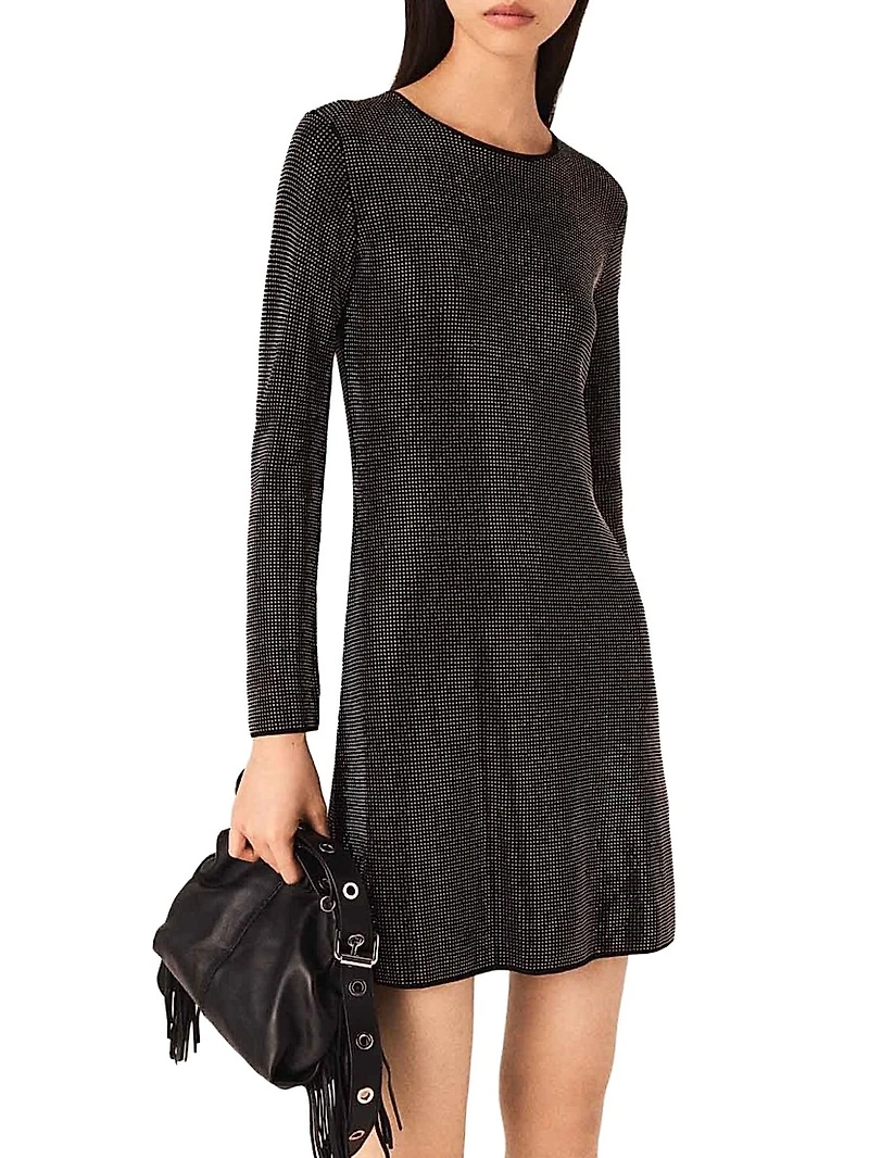 Short rhinestone knit dress