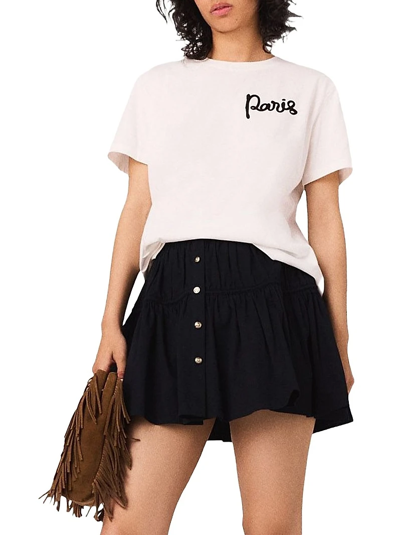 T-Shirt with Embroidered Paris Logo