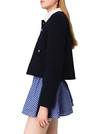 Short Tweed Jacket Removable Collar