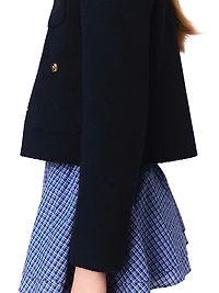 Short Tweed Jacket Removable Collar