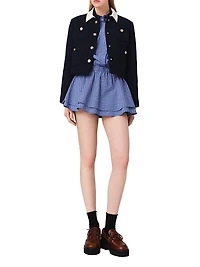Short Tweed Jacket Removable Collar