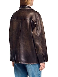 Oversized Leather Jacket with Studs
