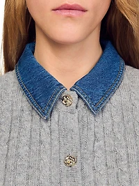 Cardigan with Denim Collar