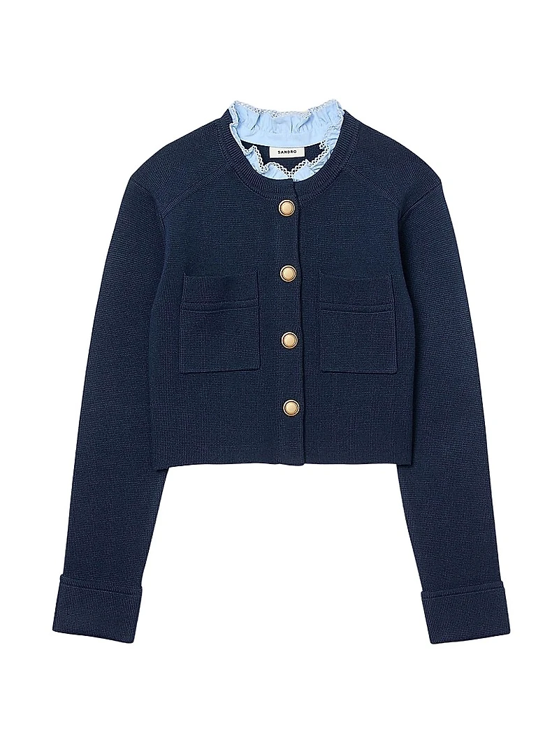 Cardigan with Ruffle Collar