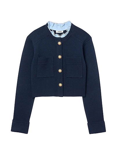 Cardigan with Ruffle Collar