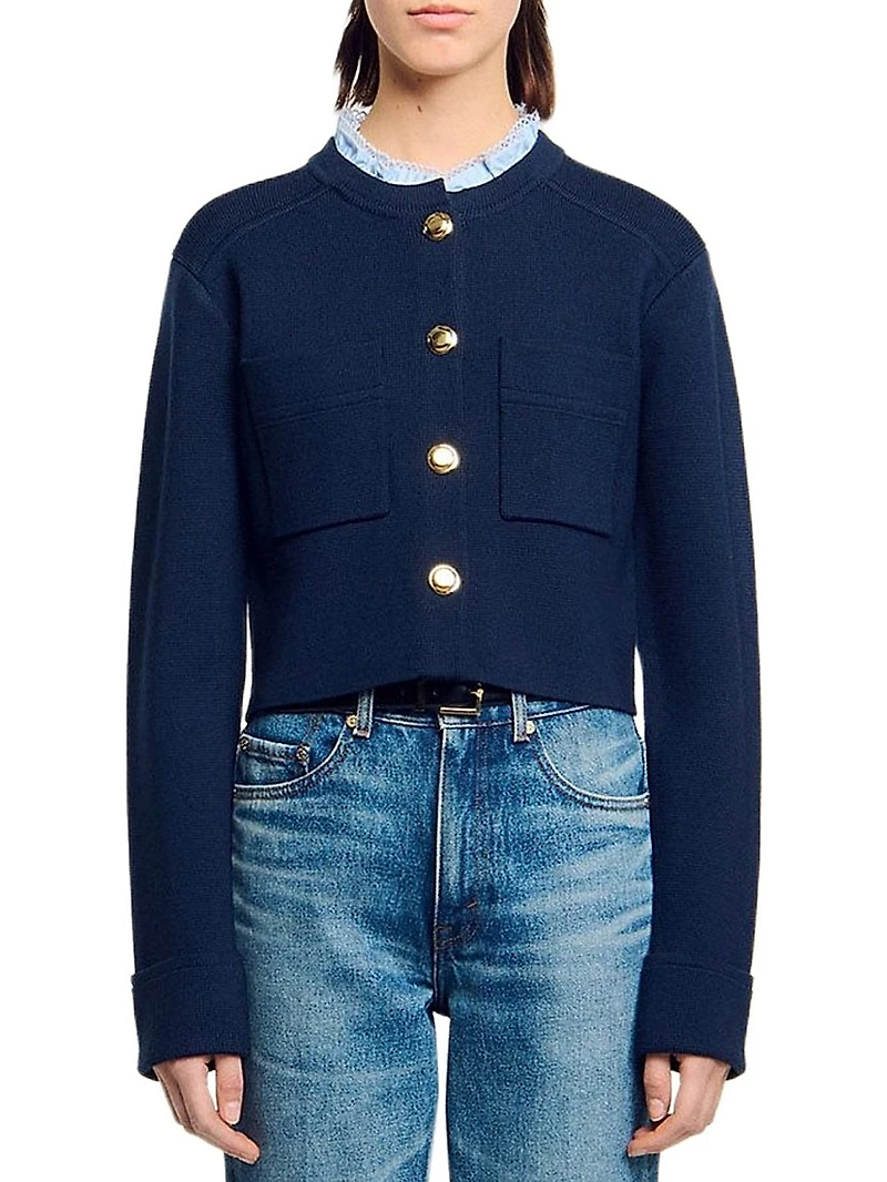 Cardigan with Ruffle Collar