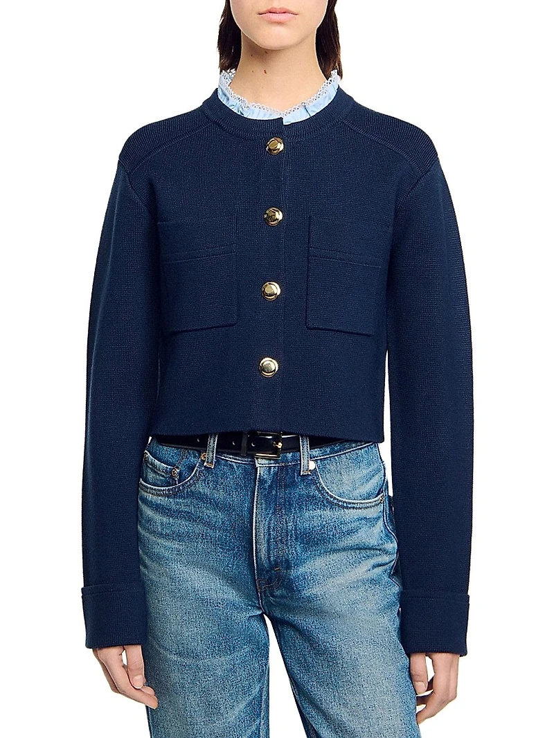 Cardigan with Ruffle Collar