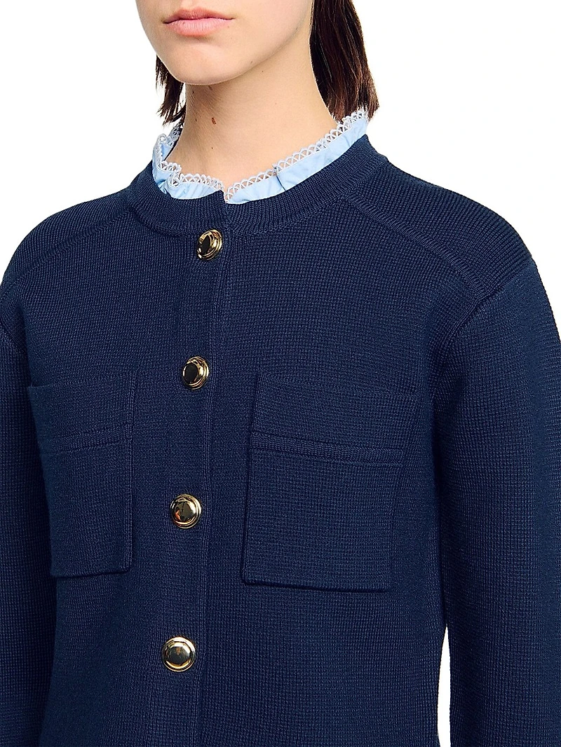Cardigan with Ruffle Collar