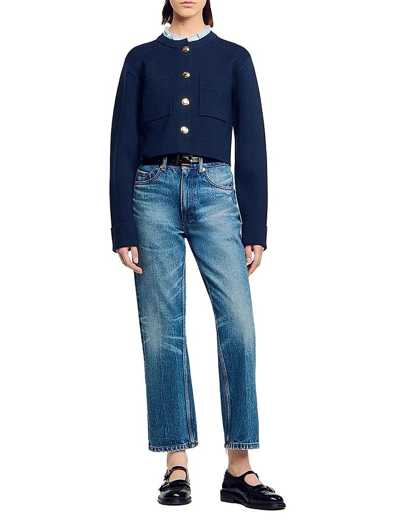 Cardigan with Ruffle Collar