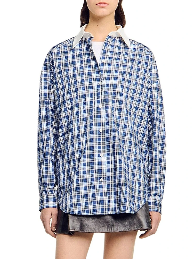 Rhinestone Check Shirt