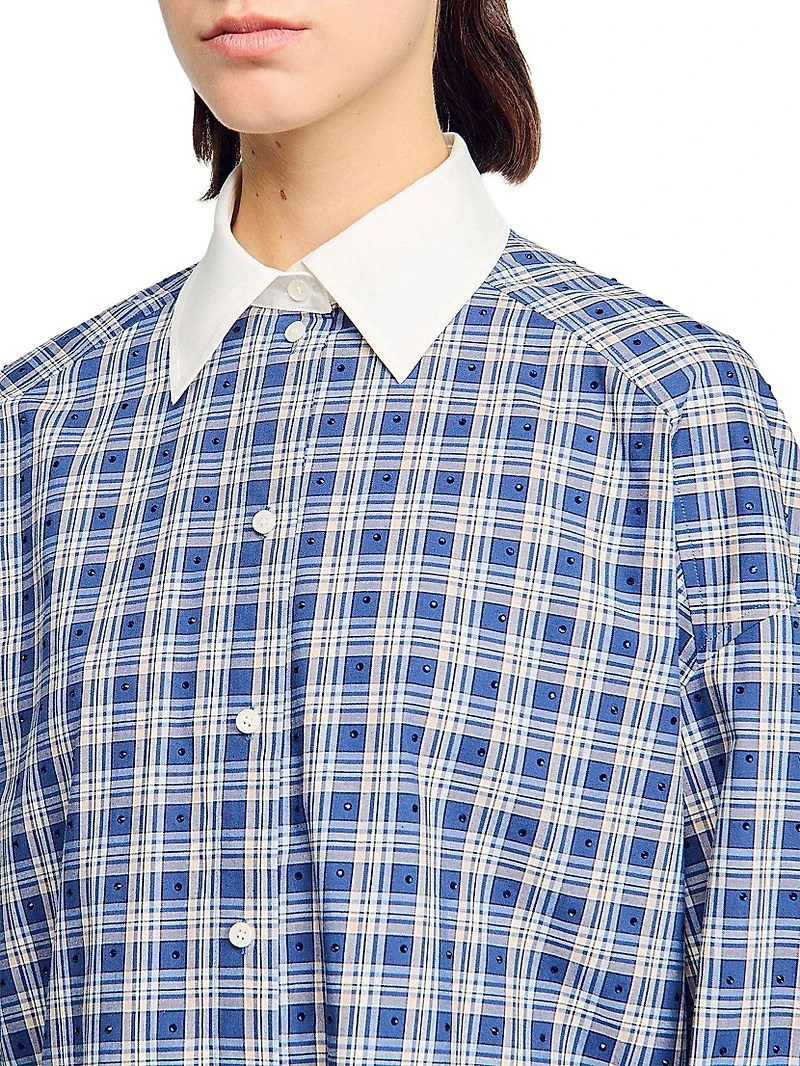 Rhinestone Check Shirt