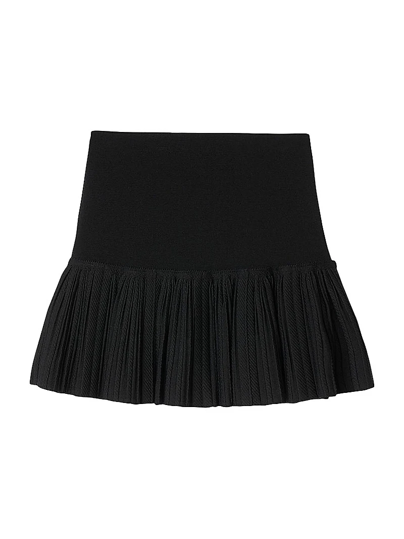 Short Pleated Knit Skirt