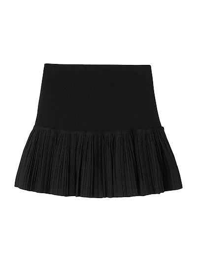 Short Pleated Knit Skirt