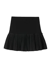 Short Pleated Knit Skirt