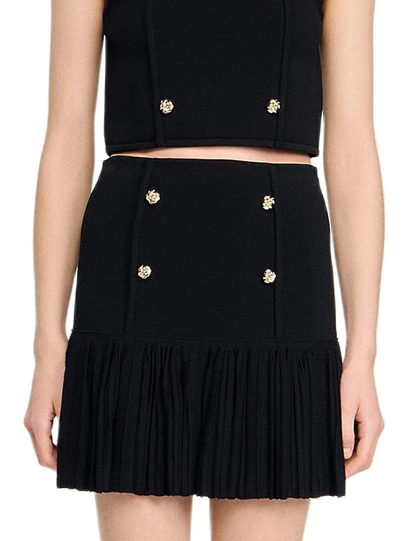 Short Pleated Knit Skirt
