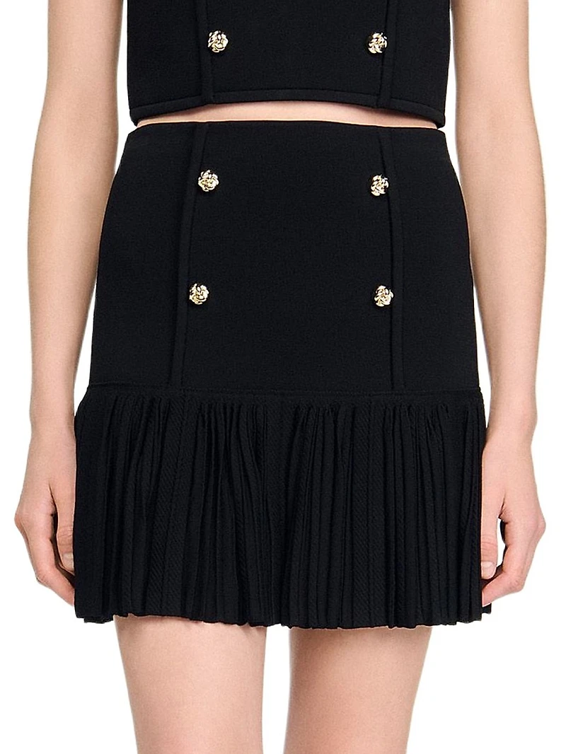 Short Pleated Knit Skirt