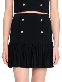 Short Pleated Knit Skirt