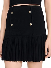 Short Pleated Knit Skirt