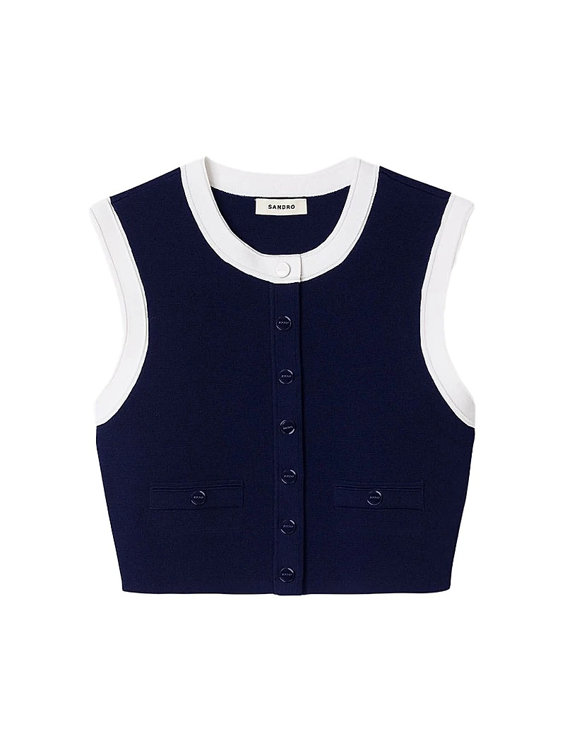 Two-Tone Cropped Cardigan