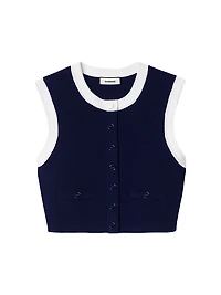 Two-Tone Cropped Cardigan
