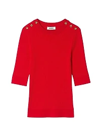 Short-Sleeve Ribbed Sweater