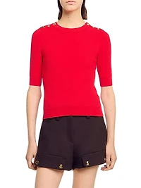 Short-Sleeve Ribbed Sweater