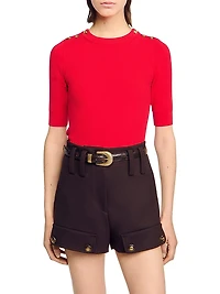 Short-Sleeve Ribbed Sweater